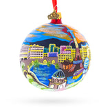 Glass Las Vegas Skyline, Nevada, USA Glass Ball Christmas Ornament 4 Inches in Multi color Round