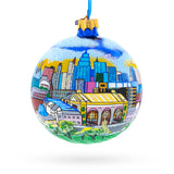 Glass Urban Kansas City, Kansas, USA Cityscape Hand-Painted Glass Ball Christmas Ornament 4 Inches in Multi color Round