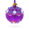 Glass Purple Majesty with Silver Accents Geometric Glass Ball Christmas Ornament 3.25 Inches in Purple color Round