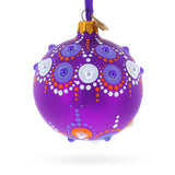 Glass Purple Majesty with Silver Accents Geometric Glass Ball Christmas Ornament 3.25 Inches in Purple color Round