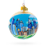 Glass Skyline of Philadelphia, Pennsylvania Glass Ball Christmas Ornament 3.25 Inches in Multi color Round