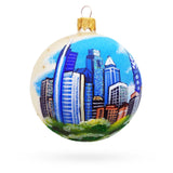 Glass Skyline of Philadelphia, Pennsylvania Glass Ball Christmas Ornament 3.25 Inches in Multi color Round