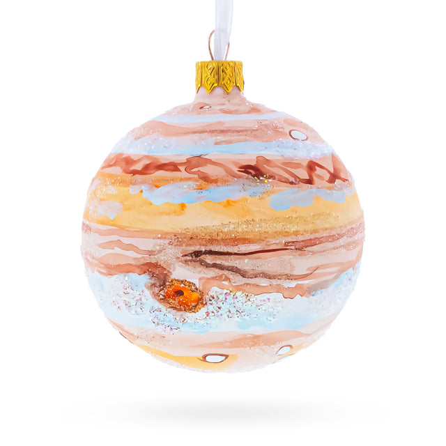 Glass Jupiter Hand Painted Glass Ball Christmas Ornament 3.25 Inches in Multi color Round