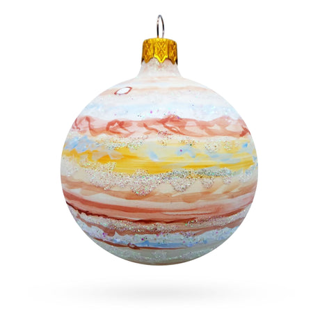 Glass Jupiter Hand Painted Glass Ball Christmas Ornament 3.25 Inches in Multi color Round