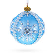 Glass Blue and Pearl Jewel-Embellished Glass Ball Ornament 3.25 Inches in Blue color Round