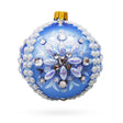 Glass Blue and Pearl Jewel-Embellished Glass Ball Ornament 3.25 Inches in Blue color Round