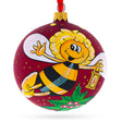 Glass Buzzing Bee in Flight Collecting Honey Blown Glass Ball Christmas Ornament 4 Inches in Red color Round