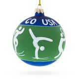 Glass Tennis, Gymnastics, Volleyball Blown Glass Ball Christmas Ornament 4 Inches in Green color Round