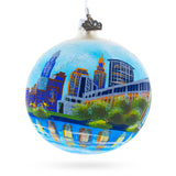 Glass Cleveland, Ohio Glass Ball Christmas Ornament 4 Inches in Multi color Round