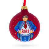 Glass Boss Blown Glass Ball Christmas Ornament 3.25 Inches in Red color Round