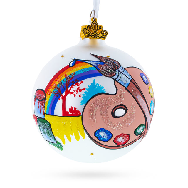 Glass Art Tools for Artist Glass Ball Christmas Ornament 3.25 Inches in White color Round