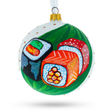 Glass Dedicated Sushi Lover Blown Glass Ball Christmas Ornament 4 Inches in Green color Round