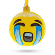 Glass Loudly Crying Facial Expressions Glass Ball Christmas Ornament 3.25 Inches in Yellow color Round