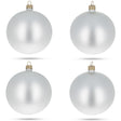 Glass Set of 4 Matte White Glass Ball Christmas Ornaments 4 Inches in Silver color Round