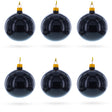 Glass Black Glossy Glass Ball Christmas Ornament 3.25 Inches in Black color Round