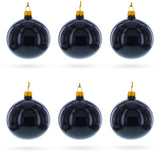 Glass Black Glossy Glass Ball Christmas Ornament 3.25 Inches in Black color Round