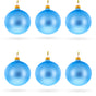 Glass Set of 6 Matte Light Blue Glass Ball Christmas Ornaments 3.25 Inches in Blue color Round