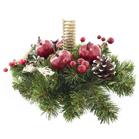 Ukrainian Candle Holder Decoration with Straw Bow, Apples & Pine Cones 16 InchesUkraine ,dimensions in inches: 15.7 x 15.7 x