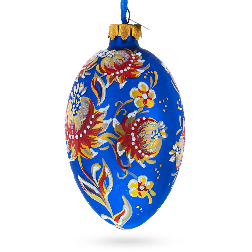 Buy Christmas Ornaments Glass Egg Flowers by BestPysanky Online Gift Ship