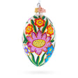 Glass Colorful Flowers Glass Egg Ornament 4 Inches in Red color Oval