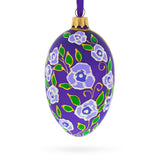 Glass Purple Garden Flowers Egg Glass Ornament 4 Inches in Purple color Oval