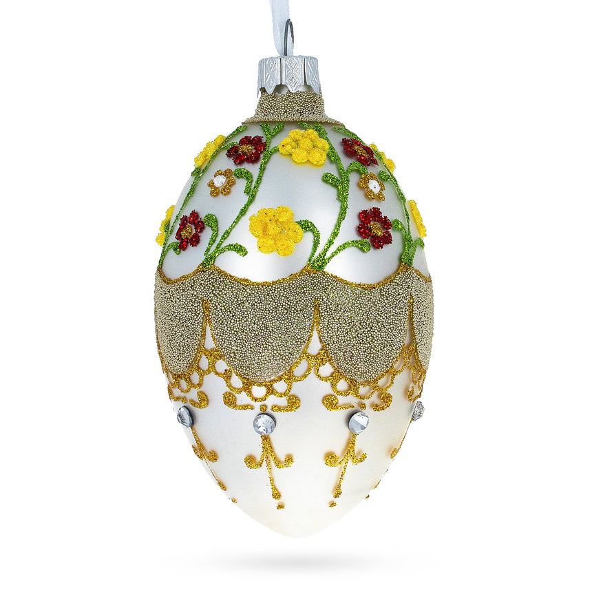 Buy Christmas Ornaments Glass Egg Flowers by BestPysanky Online Gift Ship