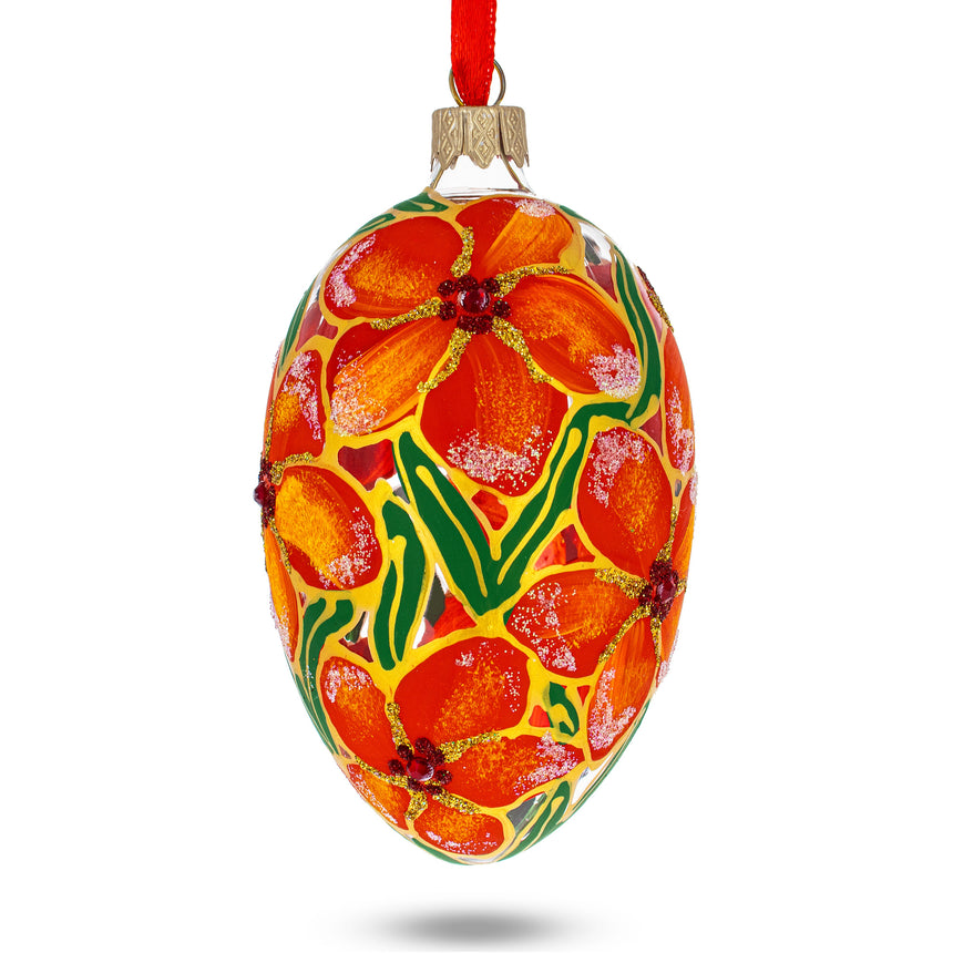 Buy Christmas Ornaments Glass Egg Flowers by BestPysanky Online Gift Ship