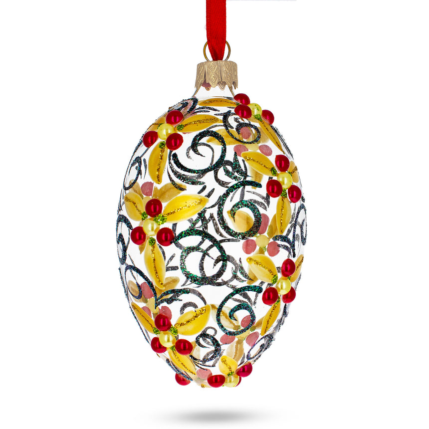 Buy Christmas Ornaments Glass Egg Flowers by BestPysanky Online Gift Ship