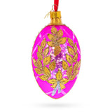 Glass Golden Branches On Pink Glass Egg Ornament 4 Inches in Pink color Oval