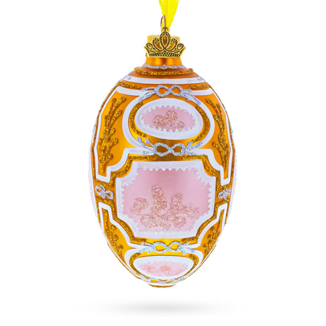 Glass 1914 Catherine the Great Royal Glass Egg Ornament 4 Inches in Gold color Oval