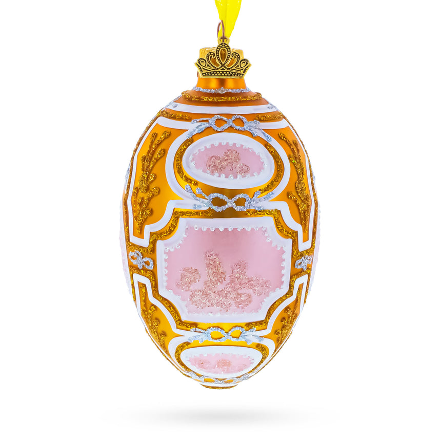 Glass 1914 Catherine the Great Royal Glass Egg Ornament 4 Inches in Gold color Oval