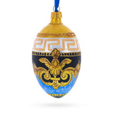 Glass Italian Designer Fine Medallion Glass Egg Christmas Ornament 4 Inches in Gold color Oval