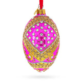 Glass Jewels on Pink Glass Egg Ornament 4 Inches in Pink color Oval