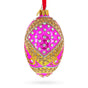 Glass Jewels on Pink Glass Egg Ornament 4 Inches in Pink color Oval