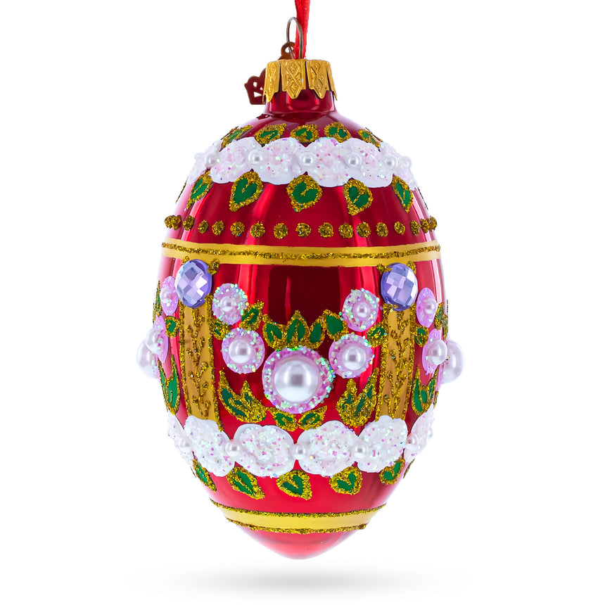 Buy Christmas Ornaments Glass Egg Flowers by BestPysanky Online Gift Ship