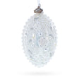 Glass 3D Pearl Roses Glass Egg Ornament 4 Inches in White color Oval