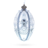 Glass Diamonds on Silver Glass Egg Ornament 4 Inches in Silver color Oval