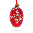 Glass 1901 Kelch Apple Blossom on Red Royal Egg Glass Ornament 4 Inches in Red color Oval