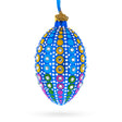 Glass Vibrant Polka Dot Jewel-Toned Glass Egg Ornament  4 Inches in Blue color Oval