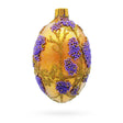 Glass Golden Amber with Lavender Blossoms Beaded Glass Egg Ornament in Gold color Oval