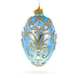 Glass Elegant Blue and Gold Jeweled Glass Egg Ornament in Blue color Oval