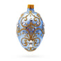 Glass Elegant Blue and Gold Jeweled Glass Egg Ornament in Blue color Oval