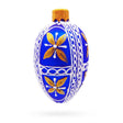 Glass Royal Blue & Gold Floral Lace Mini Glass Egg Ornament 2.9 Inches in Blue color Oval