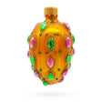 Glass Golden Amber with Pink & Green Jewel Accents Mini Glass Egg Ornament 2.9 Inches in Gold color Oval