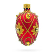 Glass Red with Gold Floral and Jewel Accents Mini Glass Egg Ornament 2.9 Inches in Red color Oval