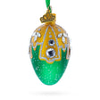 Glass Green with Gold and Clear Jewel Accents Mini Glass Egg Ornament 2.9 Inches in Green color Oval