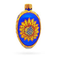 Glass Cobalt Blue with Yellow Sunflower and Red Glitter Accents Mini Glass Egg Ornament 2.9 Inches in Blue color Oval