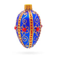 Glass Royal Blue with Gold and Red Gem Accents Mini Glass Egg Ornament 2.9 Inches in Blue color Oval