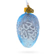 Glass Icy Blue with Silver Pinecone and Snow Design Mini Glass Egg Ornament 2.9 Inches in Blue color Oval