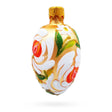 Glass Golden with White and Orange Floral Swirl Design Mini Glass Egg Ornament 2.9 Inches in Gold color Oval